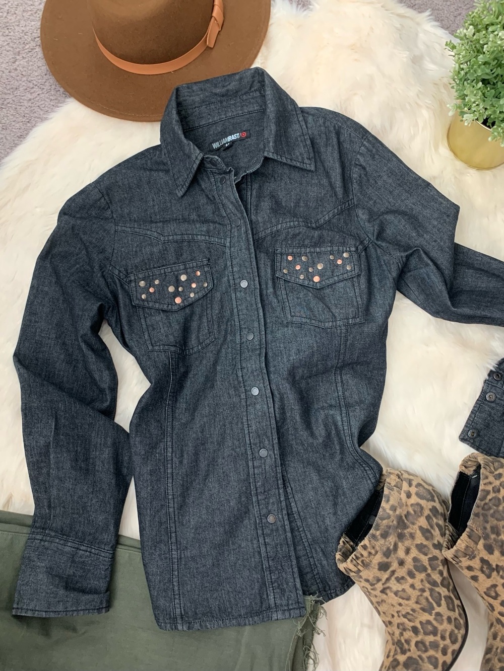 William Rast Dark Denim Textured Shirt